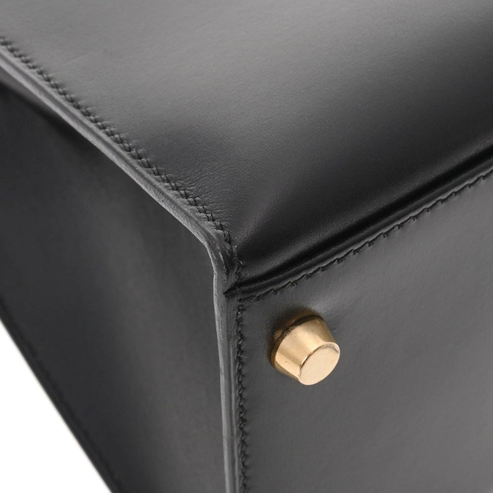 HERMES Kelly 32 outside stitching black D stamp [around 2000] Ladies box calf ba - Picture 6 of 10
